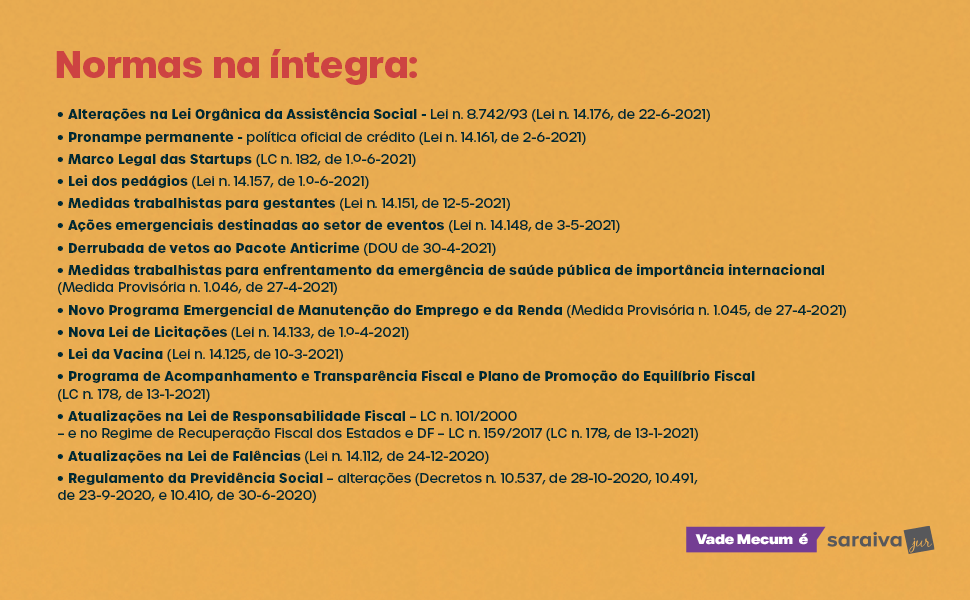 Livro Vade Mecum Tradicional 32ª edição - Saraiva Jur - Normas na Íntegra