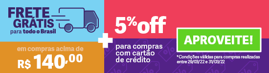 promoção Frete Grátis + 5% Off na compra com cartão de crédito